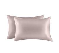 Jocoku - Set di 2 federe in 100% Seta di gelso, per Capelli e Pelle, Super morbide e Traspiranti, Misura Standard, Colore: Bianco/Queen/King Queen Apricot Gray