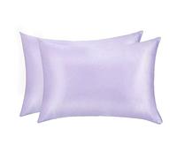 Jocoku - Set di 2 federe in 100% Seta di gelso, per Capelli e Pelle, Super morbide e Traspiranti, Misura Standard, Colore: Bianco/Queen/King King Light Purple