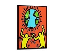 jocrynsi Keith Haring Stampe astratte minimaliste su tela, stampa artistica da parete, decorazione per la casa, camera da letto e soggiorno, 30 x 45 cm, con cornice