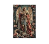 jocrynsi Stampa artistica da parete su tela con San Michele Arcangelo religioso, stampa artistica da parete per camera da letto e soggiorno, 30 x 45 cm, senza cornice
