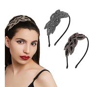 JOCXZI 2Pcs Fasce per Capelli Fasce per Capelli da Donna Accessori per Capelli Anni '20 Oro Strass Nero Argento Cristallo Sposa Spille da Sposa Pizzo Copricapo Gioielli Pezzi Perline Clip Art Deco