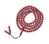 Joddfly Braccialetto buddista in stile tradizionale tibetano tradizionale tibetano, con perline di cinabro rosso naturale, 108 punti, 6 mm