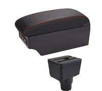 Jodriva Accessori auto, for Ford, for Ecosport, 2018-2021 Scatola bracciolo for auto Retrofit interno Scatola portaoggetti centrale Console Bracciolo per auto(BLACK E1 Red Line)