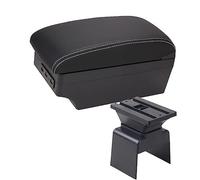 Jodriva Box bracciolo for auto Scatola portaoggetti for console centrale Car-styling con portabicchieri Accessori USB, for Peugeot, 307 Bracciolo per auto(BLACK E1 White Line)