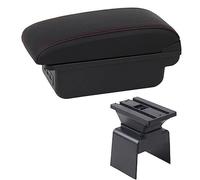 Jodriva Box bracciolo for auto Scatola portaoggetti for console centrale Car-styling con portabicchieri Accessori USB, for Peugeot, 307 Bracciolo per auto(BLACK C1 Red Line)
