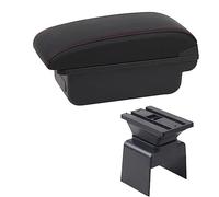 Jodriva Box bracciolo for auto Scatola portaoggetti for console centrale Car-styling con portabicchieri Accessori USB, for Peugeot, 307 Bracciolo per auto(BLACK B1 Red Line)