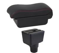 Jodriva For Ford, Ecosport, 2018-2021 Box bracciolo auto Dettagli interni Retrofit Scatola portaoggetti centrale Accessori console Bracciolo per auto(BLACK C2 Red Line)