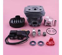 Jodriva Kit bobina di accensione con pistone cilindro da 47 mm, for motosega Husqvarna 359 357 357XP 537157302 537162204, albero interruttore paraolio Kit cuscinetto albero motore motosega