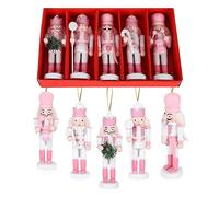 Jodsen 5 pezzi rosa Schiaccianoci soldato,13 cm di Ornamento Schiaccianoci di Natale,legno Natale soldato Schiaccianoci burattino,Set di soldati schiaccianoci per la decorazione dell'albero di Natale