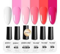 JODSONE 10ml 6 Colori Rosso Rosa smalti semipermanenti per unghie Tutte le stagioni Soak off U V Lampada Gel Manicure Set per Nail Art Asciugatura rapida e lunga durata Regali di San Valentino per Lei