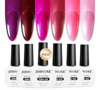 JODSONE 10ml semipermanente unghie glitterato 6 colori di smalto gel rosso rosa glitterato smalto rosso porpora lacca lucida arte per unghie e salone bisogno di lampada U V
