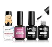 JODSONE 15ML x 4 Base e Top Coat Semipermanente, Disidratatore per Unghie Primer per Unghie, Scintilla Asciugatura Rapida Durevole, Adatto al fai da te in casa, Disegni per unghie, Regali perfetti