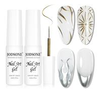JODSONE 2 pezzi Metallic Nail Art Gel Liner Oro Specchio Cromato e Argentato Effetto 3D Smalto per unghie in gel Pennello sottile Metallo dipinto Fai da te a casa Qualità da salone Regalo per le donne