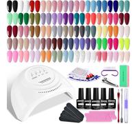 JODSONE 55 Coloris Kit Semipermanente Unghie con U V/LED Lampada Smalto per unghie in gel con Matt Top Base Coat Regali per manicure adatti a tutte le stagioni
