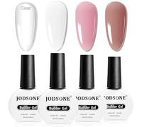 JODSONE Builder Gel for Nails, set di 4 gel modellanti da 10 ml, rinforzante per apice e estensione dell'unghia, da polimerizzare con lampada per unghie, trasparente, bianco, rosa, marrone