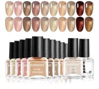 JODSONE Jelly, set di smalti per unghie, 10 colori, con 2 pezzi di base e top coat, ad asciugatura rapida, lucido, gelatina, smalto traslucido, ambra, grigio, rosso, nude, regalo di vacanza