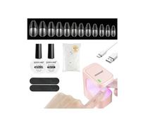 JODSONE Kit Completo per Unghie con Lampada UV LED Portatile - 480PCS Tips a Goccia Trasparenti, Gel Asciugatura Rapida, Colla e Top Coat, Ideale per Principianti, Manicure Fai da Te