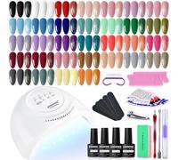 JODSONE Kit Smalto Gel per Unghie con Luce UV 36 Pezzi Set Smalto Gel Classico Nero e Bianco Nude e Blu Viola con Strumenti per Manicure Adatto a Tutte le Stagioni Regali Perfetti