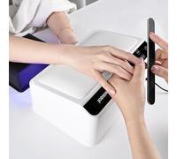 JODSONE Lampada professionale per unghie con cuscino per le mani per saloni di bellezza, 4 timer, base rimovibile, touch screen intelligente, ampio spazio, lampada UV per smalto gel.