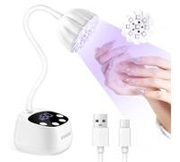 JODSONE Lampada UV per Unghie Asciugatura Rapida - Lampada Flessibile a Collo d'Oca Portatile con Design Regolabile 360°, Ricaricabile per Smalto Gel, Sensore Automatico & 4 Timer, bianco come la neve