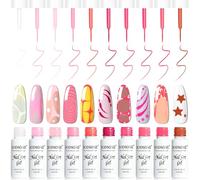 JODSONE Nail Art Gel Liner Set 10 colori Pink Collection Gel Polish Need U V Lamp Cured at Home Salon Design Regalo per ragazze