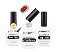 JODSONE Set da 3 pezzi da 16,5 ml con smalto trasparente e base, solvente per unghie in gel e lampada UV per una rimozione facile e veloce a casa