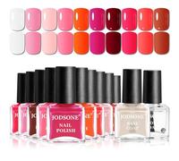 JODSONE Set di 12 smalti per unghie con 10 combinazioni di colori rosa, 2 pezzi base e top coat, smalto ad asciugatura rapida per donne bellezza regalo