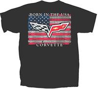 Joe Blow Corvette-Born in The USA, riveduto Vette Tee Nero Large