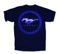 Joe Blow MUSTANG Blu Scuro Cerchio Neon Brilla American Made Muscle Car Da Shirt