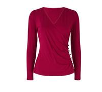 Joe Browns Button Detail Mock Wrap Jersey Top Camicia da Donna, Bacca, 42