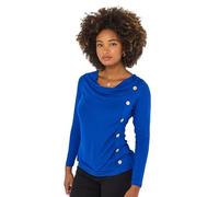 Joe Browns Button Detailed Solid Blue Long Sleeve Top Camicia da Donna, Blu, 38