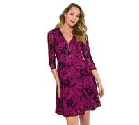 Joe Browns Floral Lace Print Zip V-Neck 3/4 Sleeve Skater Dress Vestito, Magenta, 48 Donna