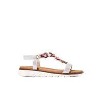 Joe Browns Flower Beaded T-Bar Sandals, Sandali Donna, Argento, 39 EU