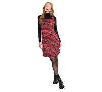 Joe Browns Heart Print Tartan Check Pinafore Mini Dress Vestito, Rosso, 46 Donna