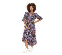 Joe Browns Tiered Georgette Autumn Floral Midi Dress Vestito, Nero, 46 Donna