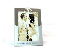 Joe Davies-Cornice portafoto in argento con doppia campanella sulla parte superiore, regalo per anniversario di matrimonio, 12,7 x 17,8 cm, 5060478365716