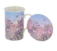 Joe Davies Penny Gaj 'Hazy Days' - Set tazza e sottobicchiere in porcellana fine, motivo prato di fiori selvatici, utensili da cucina decorativi per la casa