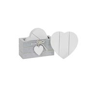 Joe Davies Set di 6 sottobicchieri in legno a forma di cuore con supporto in legno color provenzale