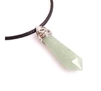 JOE FOREMAN Collana in pelle con ciondolo a forma di bacchetta con punta in pietra naturale, gioielli da donna fai da te (10 x 38 mm/avventurina verde)