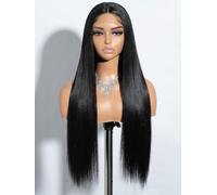 Joedir Parrucca lunga e dritta nera parrucca sintetica frontale in pizzo con parte a T parrucche frontali in pizzo per le donne parrucca naturale lunga in fibra resistente al calore 28 pollici