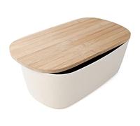 Joejis Contenitore bianco per pane da cucina, stile vintage - Include coperchio per tagliere in bambù