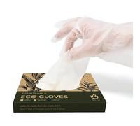 joeji's Kitchen 100pcs Eco Friendly Biodegradable Disposable Gloves - Large Size - Non Latex Corn Starch - Compostable and Safe Food Prep Gloves