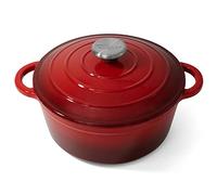 Joeji's Kitchen Casseruola ghisa rossa con coperchio per forno e piano cottura, pentola in ghisa antiaderente, versatile cocotte ghisa da 2.7L per stufato e arrosti lenti, pentola ghisa pane per forno