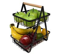 joeji's Kitchen Cesto di frutta a 2 livelli - Cestino portafrutta in metallo per frutta, verdura e pane - Alzatina Portafrutta