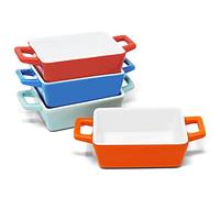Joeji's Kitchen Cocotte Monoporzione da Forno - 4pcs pirofila da forno in ceramica - Stampi in per Cottura Smaltata Mini per Torte, Lasagne