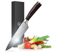 Joeji's Kitchen Coltello da chef in inox al carbonio con manico ergonomico in legno coltello da cucina professionale versatile coltello da cucina affilato con scatola coltello chef