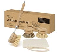 Joeji's Kitchen Eco Bamboo Dish Brush, Spazzola per piatti con testine intercambiabili per pulire delicatamente tazze, piatti o posate e per macchie ostinate su pentole e padelle…