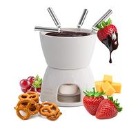 joeji's Kitchen Fonduta Cioccolato Ceramica Set - Fonduta Formaggio con Candela e Forchette - Set Regalo per Fonduta Riscaldato