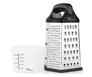 Joeji's Kitchen Grattugia per Formaggio - 6 facce con contenitore - Affettatrice Trituratore Zester - Grattugia multiuso acciaio inox per verdure e formaggi - Facile da Pulire