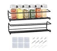 joeji's Kitchen Porta Spezie per Cucina da Parete Set da 2 portaspezie da appendere - Nero Mensole per Spezie Autoadesivo